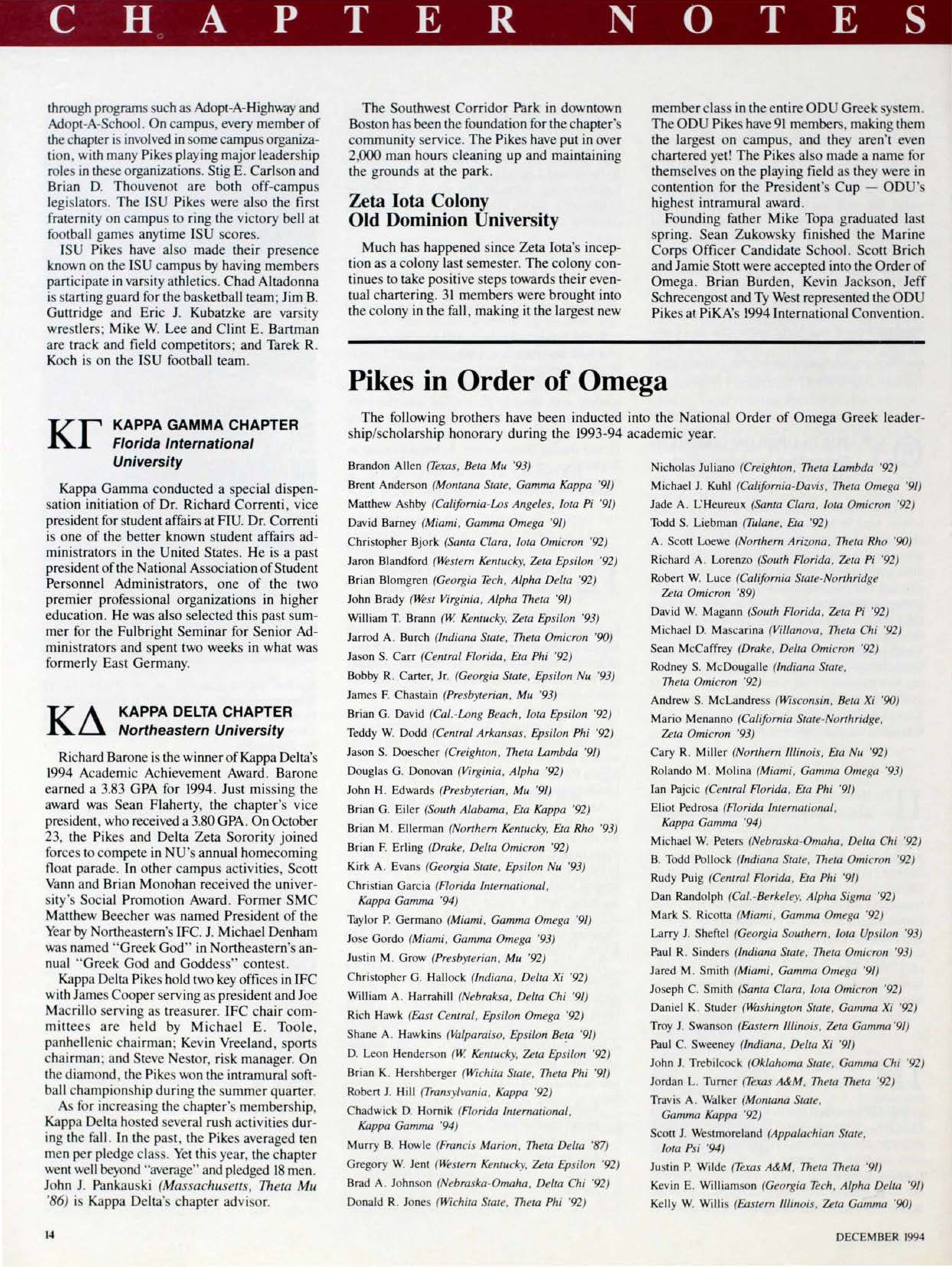 Pikes in Order of Omega
